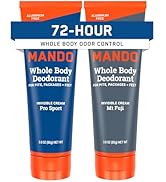 Mando Whole Body Deodorant For Men - Invisible Cream - 72 Hour Odor Control - Aluminum Free, Baki...