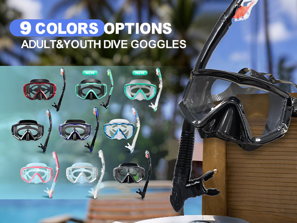 Snorkel Set,Snorkel Dry Top Snorkeling Gear for Adults, Panoramic Adults Snorkeling Set