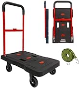 Folding Hand Truck, 150kg/330 Lbs Heavy Duty Luggage Cart, Portable Utility Dolly Platform Cart w...