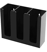 Richboom Acrylic Coffee Cup and Lid Storage Organizer Holder, 3 Compartments, Black