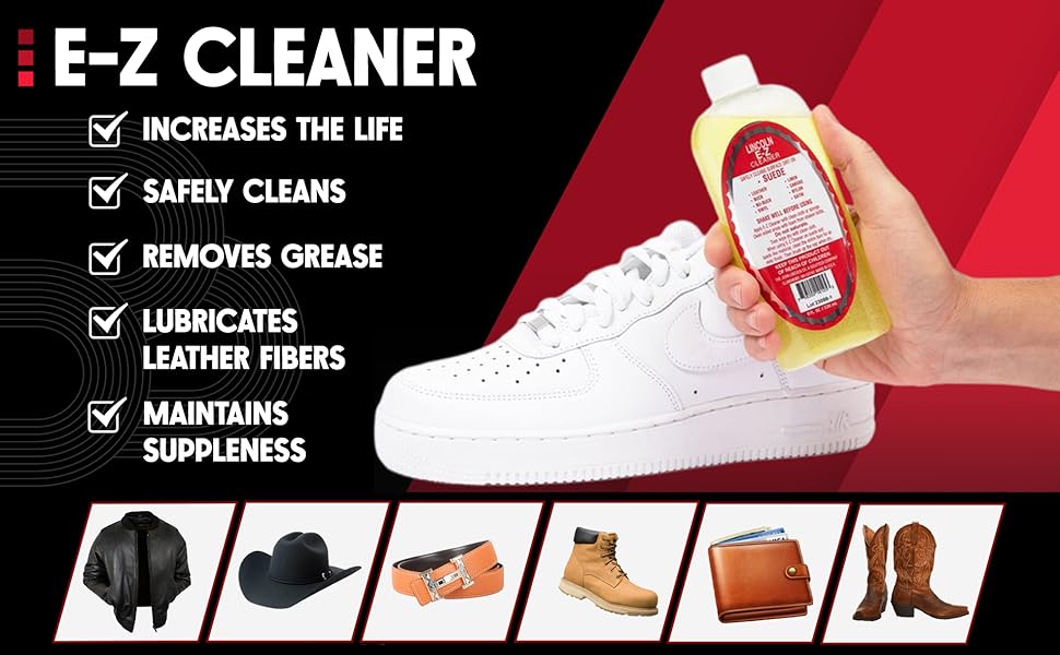 Lincoln E-Z Cleaner All-Purpose Cleaner Leather Suede Fabric Remove Dirt Salt Stains USA