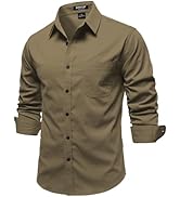 JEMITOP Mens Stretch Vintage Aged Style Shirts Casual Soft Long Sleeve Button Down Shirt with Pocket