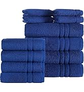 Hammam Linen Navy Blue 12-Piece Towel Set Includes 4 Bath Towels, 4 Hand Towels, and 4 Washcloths...