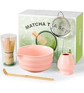 Dayacoco Matcha Set,5 Pcs Matcha Whisk Set Includes Matcha Bowl with Spout, Matcha Whisk,Holder,B...