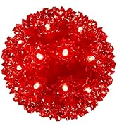 MULTI-SPARKING Christmas Lights Ball 5.5" Outdoor Hanging Sphere Lights 50 LED Orb Light Red Star...