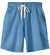 FABEILAI Women's Knee-Length Bermuda Casual Shorts with Elastic Waist Drawstring