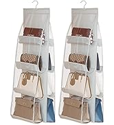 AARAINBOW 2 Packs Hanging Handbag Purse Organizer for Closet, 8 Pockets Space Saving Purse Storag...
