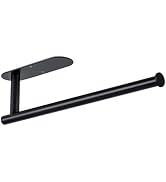 Paper Towel Holder, Black Paper Towel Holder Under Cabinet, Self-Adhesive or Drilling, Wall Mount...