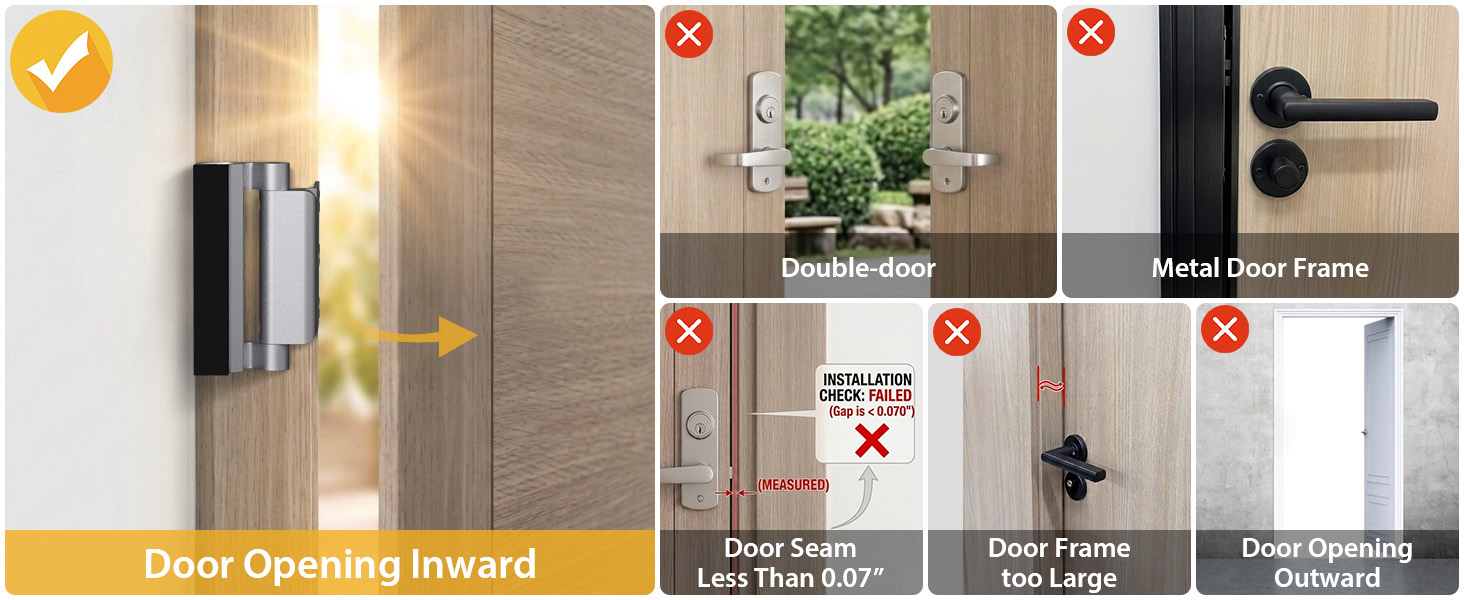 Home Security Door Lock, 2 Pack Childproof Door Reinforcement Lock