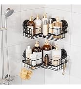 TAILI Corner-adaptive Suction Cup Shower Caddy 2 Pack, Stainless Steel Rustproof Corner Shower Sh...