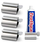 LOVEINUSA Toothpaste Squeezer Tube Roller, 3PCS Stainless Steel Tube Wringer Roller Seat Holder S...