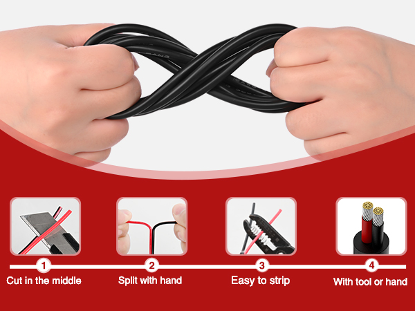 Nilight Oxygen Free Copper Wire Red Black Electrical Wire