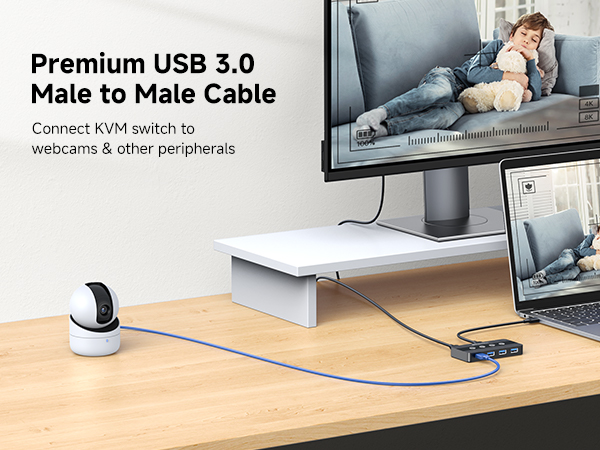 USB A to USB A cable for high-speed data transfer up to 5Gbps.
