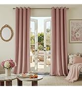NICETOWN Desert Rose Velvet Curtains 84 Inch Length, Soft Clay Pink Grommet Drapes for Bedroom Nu...
