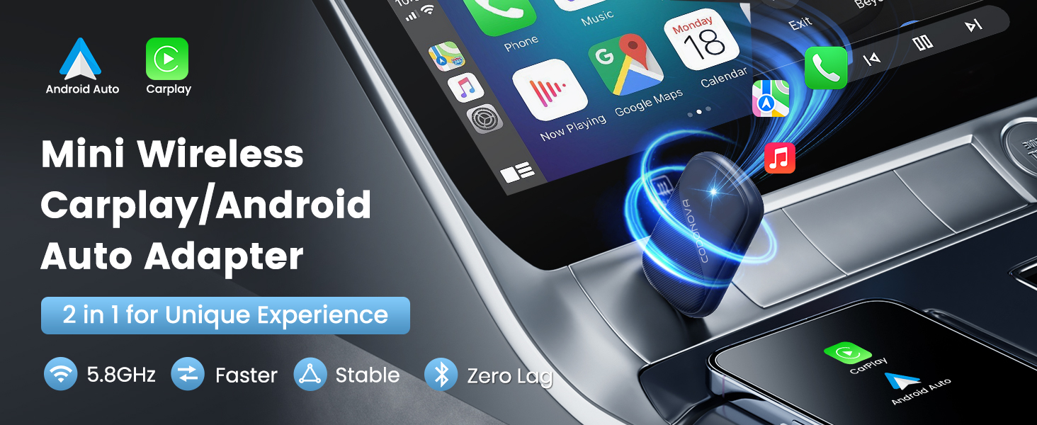 Compact in-car plug-in streams phone apps onto factory display for daily drives