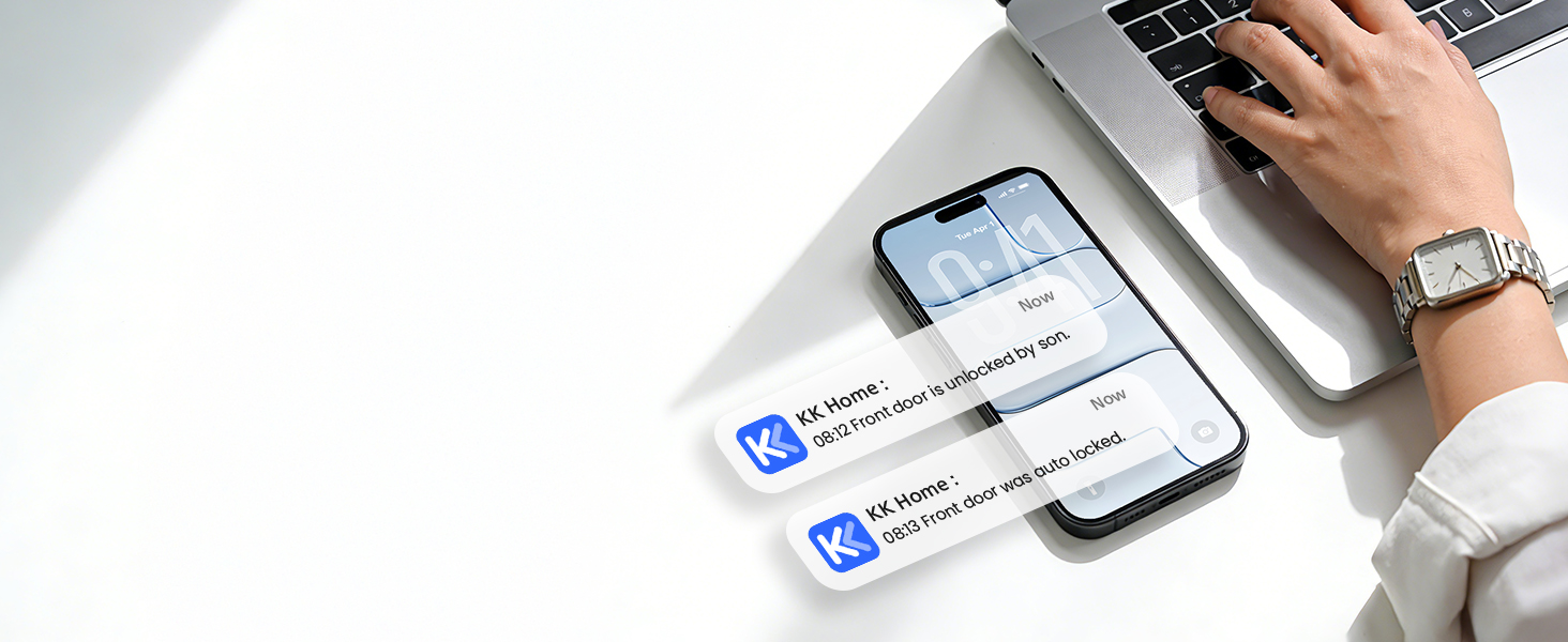 Get real-time alerts whenever your door is locked or unlocked, so you know what’s happening at home