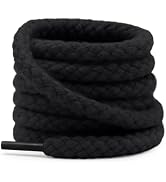 YJRVFINE Thick Round Rope Shoelaces: Chunky Shoe Laces for Sneakers - 2 Pair