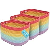 OrganiHaus 3-Pack Rope Rainbow Storage Baskets for Shelves | for Classroom and Nursery | Storage ...