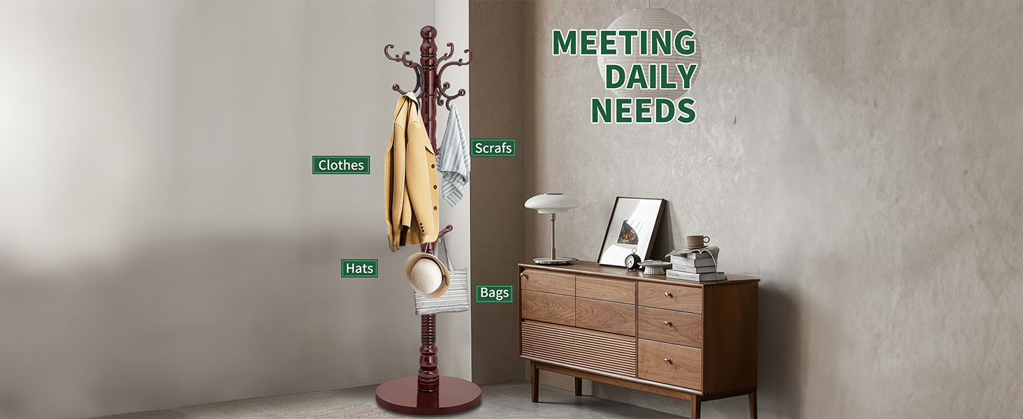 wooden coat rack stand