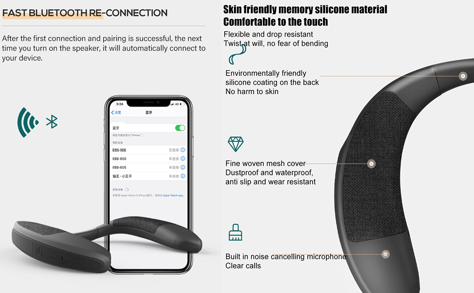 Neckband Bluetooth Speaker