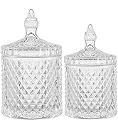 rejomiik Qtip Holder Glass Apothecary Jars with Lid Bathroom Accessories Vanity Organizers and Ma...