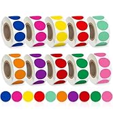 5000 Pcs 3/4" Colored Dot Stickers Circle Color Coding Labels, 10 Style Colored Coding Label Roun...