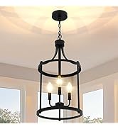 PARTPHONER Chandelier Pendant Light Fixture, 3 Light Farmhouse Black Chandelier Pendant Lighting,...