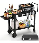 Portable Grill Table for Blackstone Griddle, Outdoor Grill Cart with Wheels, Griddle Stand Fit 17...