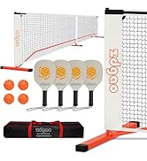 Pickleball Net Set for Driveway, 22FT Regulation Size Pickleball Net with Paddles Set of 4, Outdo...