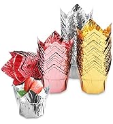 EUSOAR Cupcake Liners, 3.5oz Aluminum Foil Baking Cups 150pcs, Muffin Cups, Disposable Tulip Styl...
