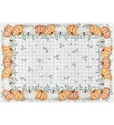 Artoid Mode Orange Pumpkins Eucalyptus Leaves Fall Area Rug 5x7 Feet | Autumn Thanksgiving Home D...