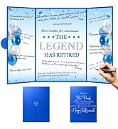 WNINK Blue Happy Retirement Guest Book, This Legend Has Retired Signature Memory Book for Men Wom...