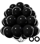 KAWKALSH Black Balloon 110pcs, 12 Inch Thickened Latex Party Balloons Helium Bright Color for Bir...
