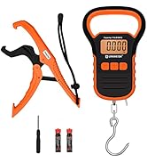 UNIWEIGH Fishing Scale with Gripper,Tape and Ruler,110lb/50kg Postal Hanging Luggage Scale with H...