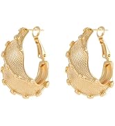 Vintage Gold Plated Hoop Earrings for Women, Classic Retro Dainty Stud Earrings, Hypoallergenic L...