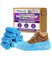100 Pack Waterproof Shoe Covers Disposable, Premium Non-Slip Recyclable CPE Shoe Covers Protector...