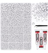 BlissVeritura 32000Pcs Clear Silver Rhinestones for Bedazzling Kit,Mix Sizes Silver Clear Flatbac...