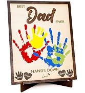 10" Best Dad Ever Gifts for Dad Custom fathers day from Kids Hands down sign - Personalized Fathe...