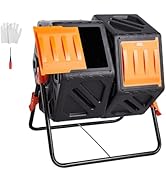 VEVOR Compost Bin, 37-Gal Dual Chamber Composting Tumbler, High Volume Two Rotating Chambers with...