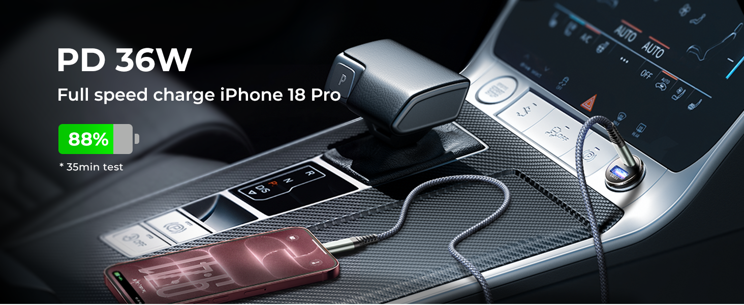 usb c car charger adapter usbc car charger fast charge charging iPhone 18 Pro max plus duo