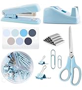 Blue Office Supplies, Desk Accessories, Stapler and Tape Dispenser Set for Women, Blue Office Acc...