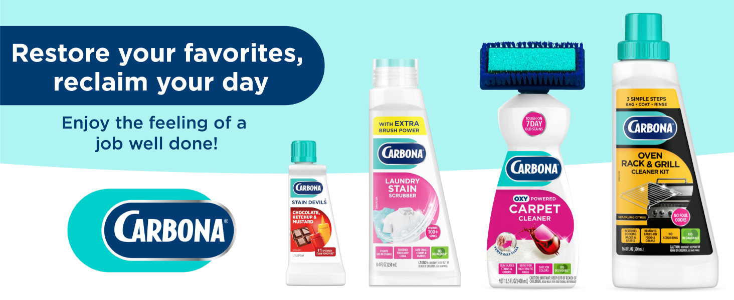 Carbona laundry products for removing stains and keeping clothes clean and fresh