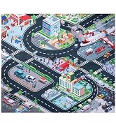 Kids Carpet Playmat Rug, Car Mat for Kids Toy Cars, City Life Educational Road Traffic Carpet Mul...