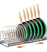 MUDEELA Pots and Pans Organizer Rack for under Cabinet, Expandable Pot Lid Kitchen Cabinet Organi...