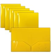 Extra Heavyweight Yellow Plastic 2 Pocket Portfolio Folders, 12 Pack, Premium Letter Size Folders...