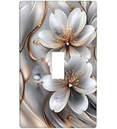 Decorative Art Light Switch Covers Modern Silver Marble Floral Single Toggle Wall Plate Decorativ...