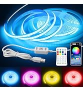 Bluetooth USB RGB COB LED Strip Lights 5V with Remote Control 6.56FT/2M Music Sync Color Changing...