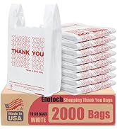 Glotoch 2000 Count - Plastic Grocery Shopping Thank You Bags for Small Business, Plastic T-shirt ...