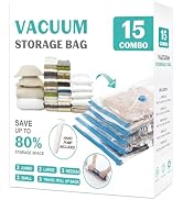 ZOESTORAGE 15 Pack Vacuum Storage Bags 80% Space Saver Vacuum Seal Bags for Clothing Compression ...