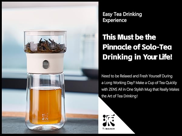 ZENS Modern 3-in-1 Smart Small Glass Tea Infuser Teapot